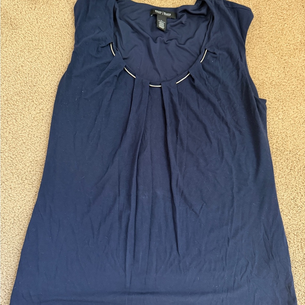 White House Black Market Navy Sleeveless Blouse